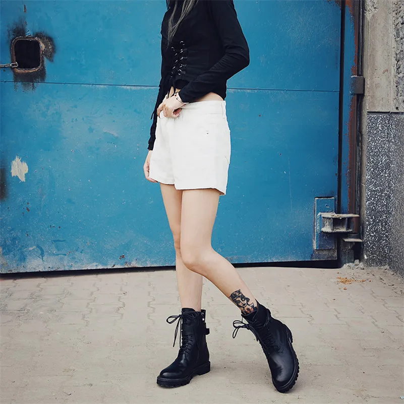 FEDONAS/зимние женские ботильоны из натуральной кожи со шнуровкой Классические