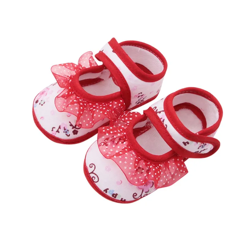 Обувь для новорожденных девочек повседневная обувь из хлопка с принтом на