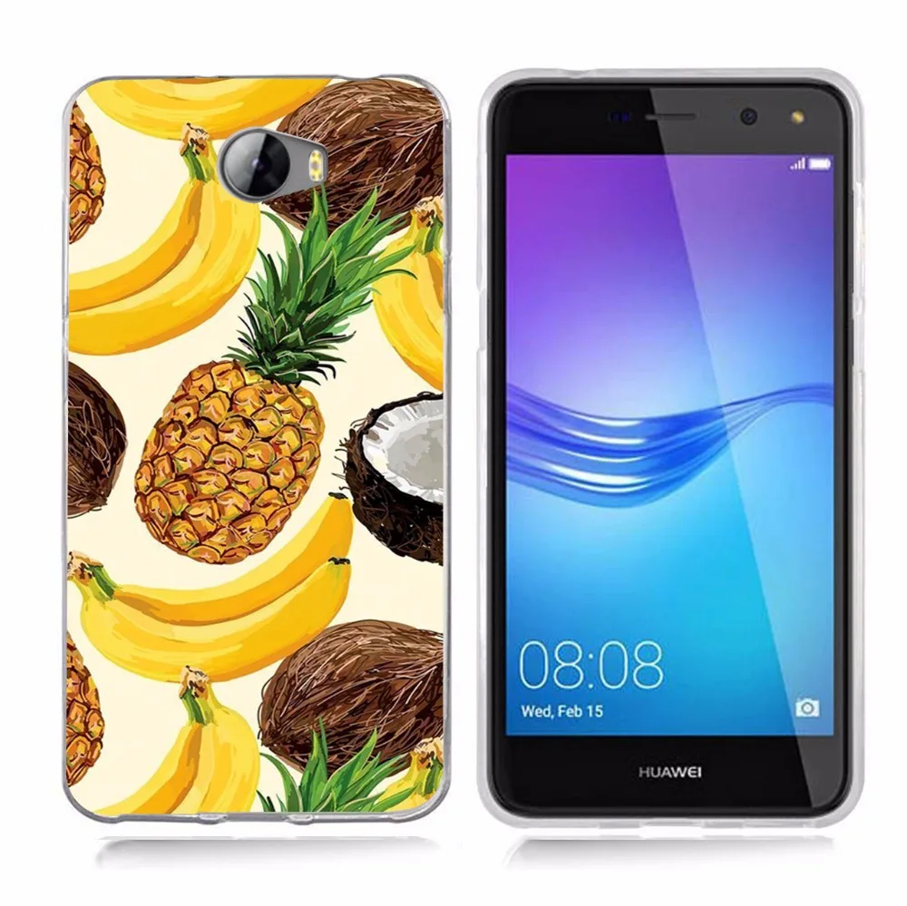 Для huawei P9lite/P8 Lite 2016 2017 Y5 II 2 Y5ii/Y6 компактный листья ананаса силиконовый