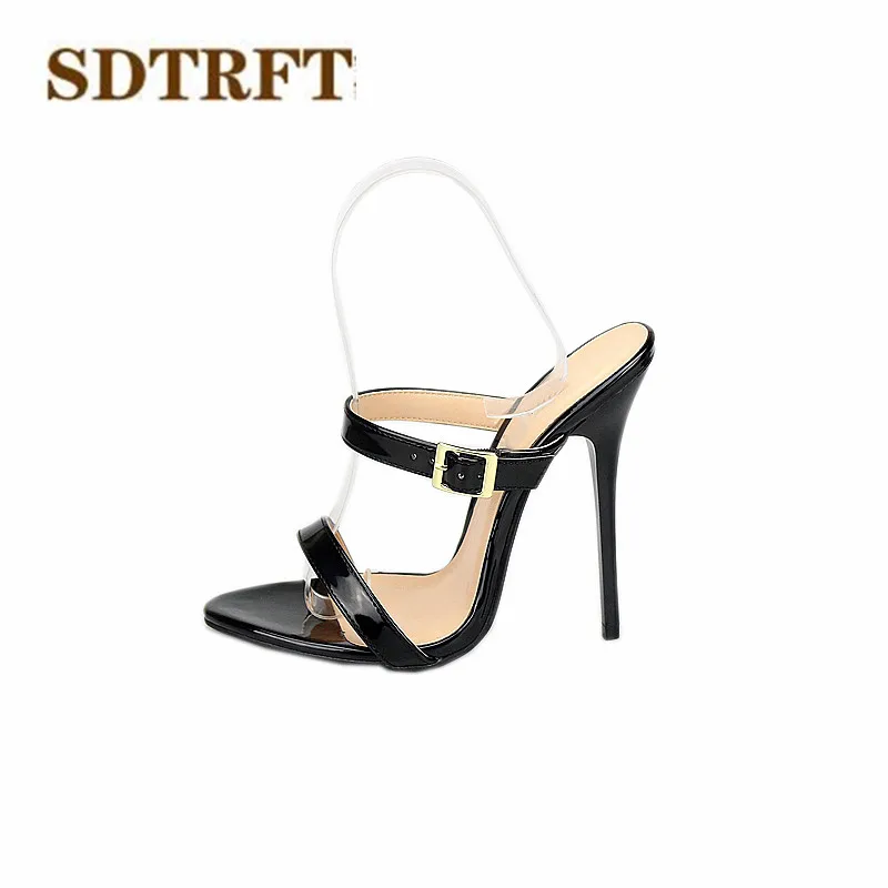 Женские босоножки на шпильке SDTRFT летние туфли из лакированной кожи с открытым