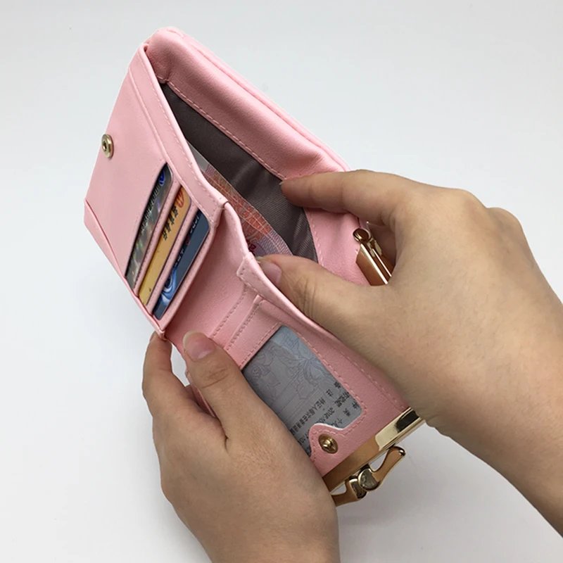 Женский кошелек модный короткий высокое качество 3 однотонных карамельных цвета