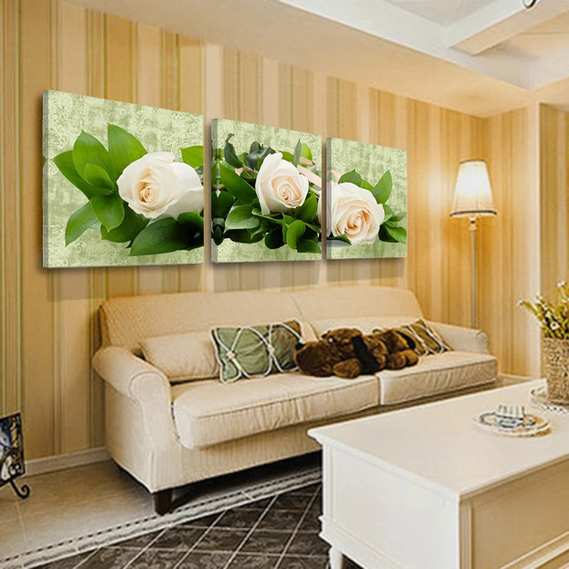 Домашний Декор картина маслом на холсте Современные белые розы цветы холст