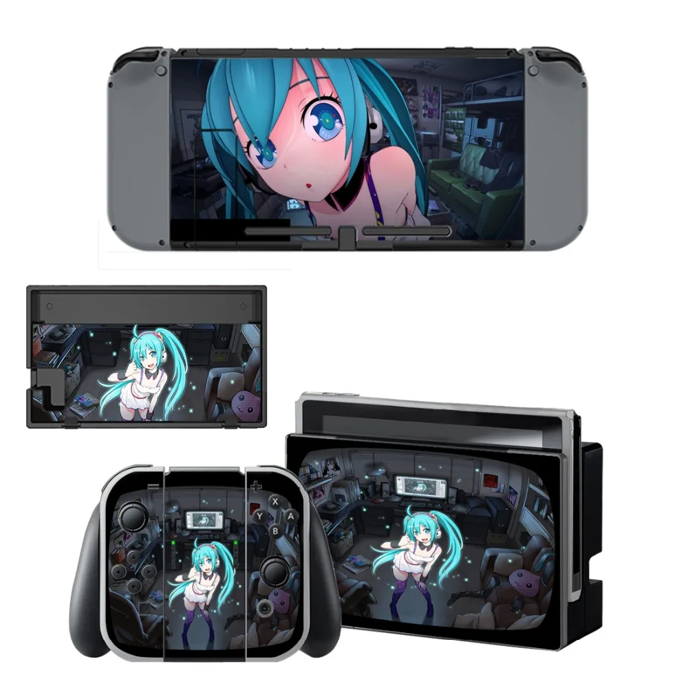 Девушка Hatsune наклейка с изображением Мику Виниловая для защиты кожи Nintendo Switch NS