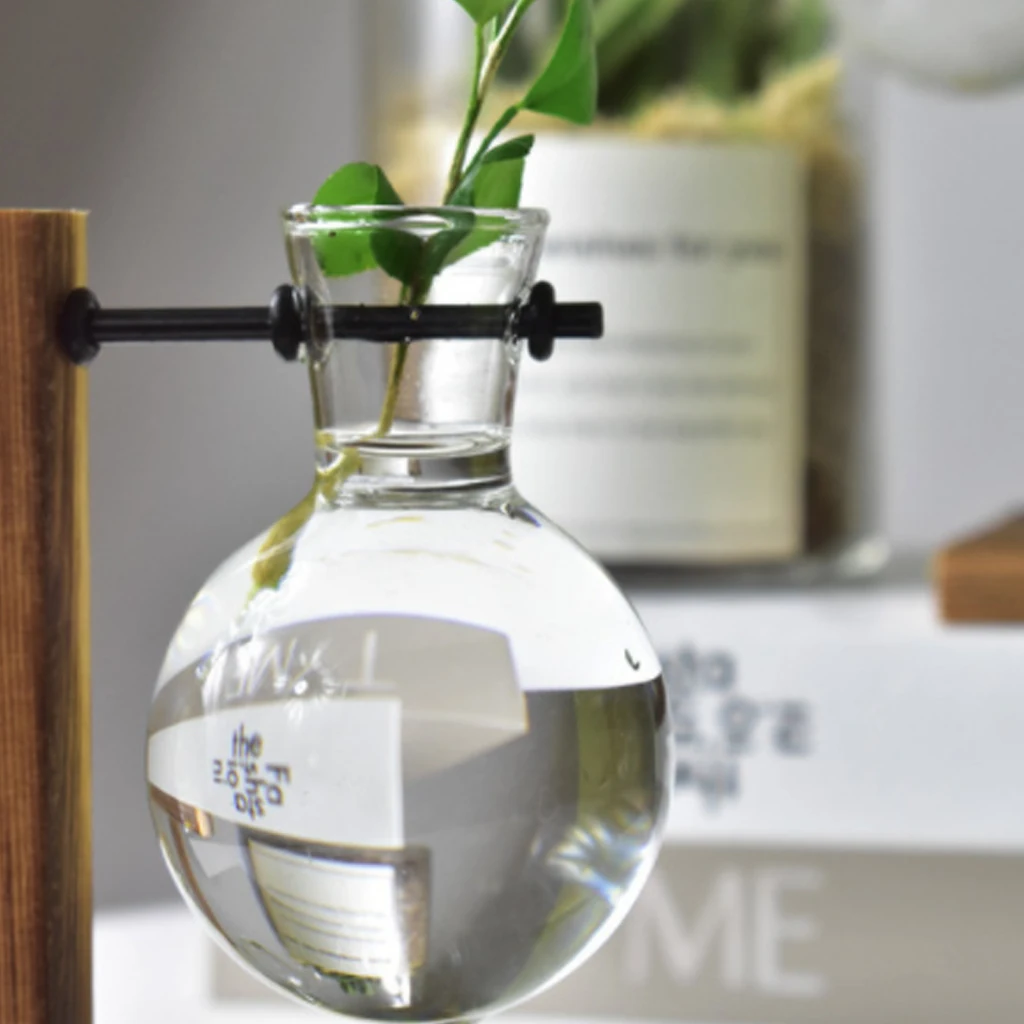 Гидропонная фотография винтажный цветочный горшок прозрачная ваза деревянная