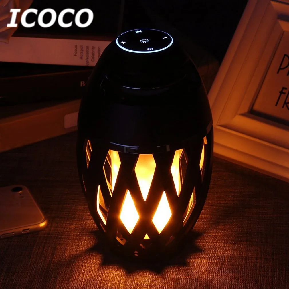 Светодиодный светильник с пламенем + беспроводной Bluetooth динамик MP3 плеер стерео