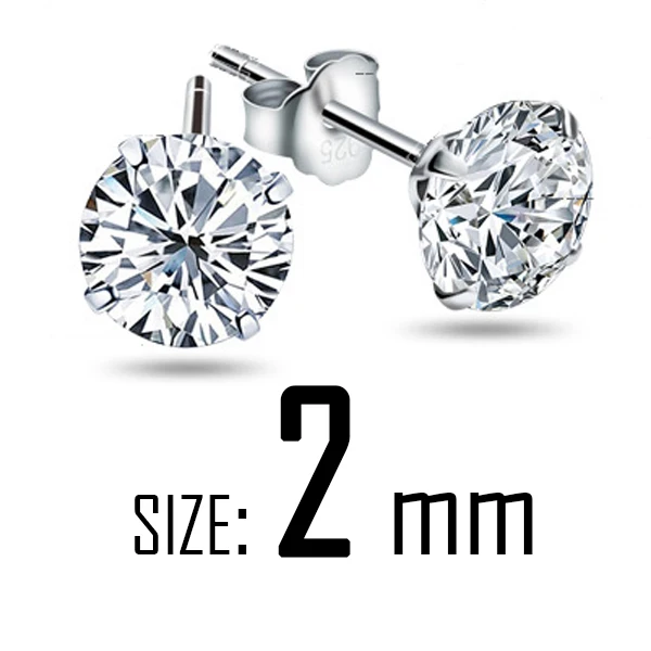 2 mm Malanda модные серебряные серьги-гвоздики из натуральной 925 пробы, белые кристаллические циркониевые Канальные серьги для женщин, свадебные ювелирные изделия, подарок - Окраска металла: 2 mm