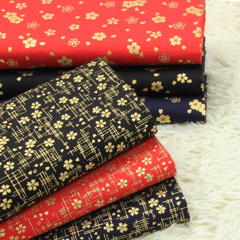 

Half Yard Thin Cotton Fabric Japanese Soft Breeze Gilt Print Handmade DIY Bag Cloth 100% Cotton T437