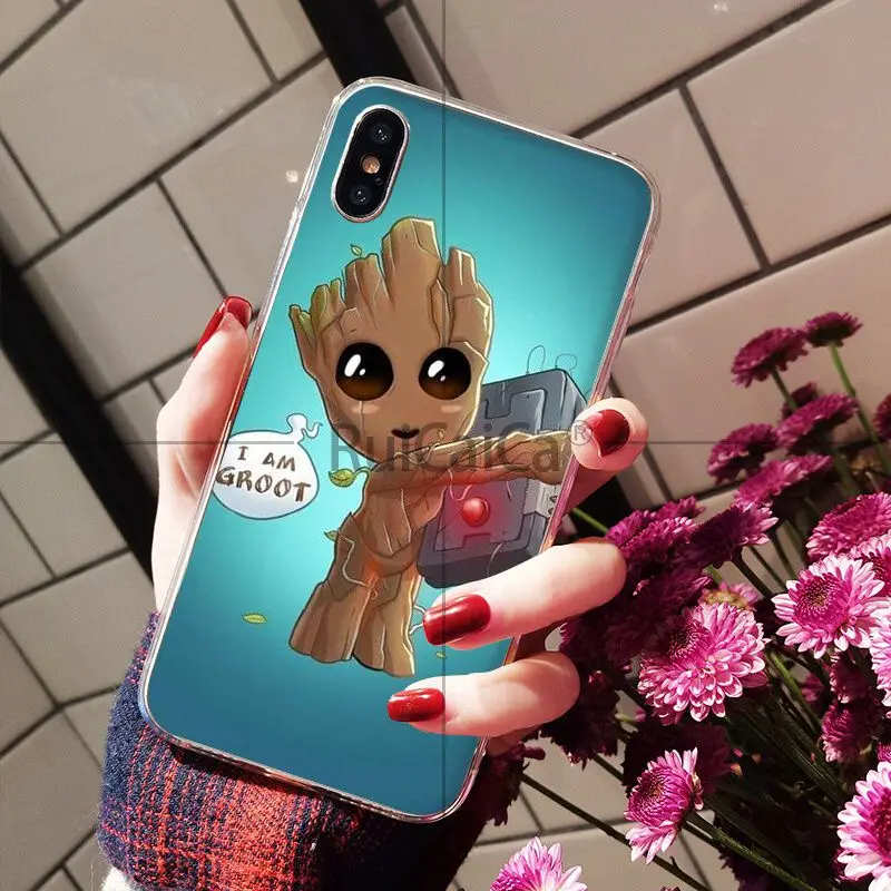 Ruicaica I AM Groot TPU Мягкий силиконовый прозрачный чехол для телефона iPhone 5 5Sx 6 7 7plus 8 8Plus X