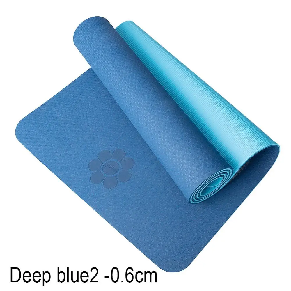 Deep blue 2 Коврик для йоги один двойной цвет нескользящий тпе упражнения для занятий спортом, пилатеса коврик для Фитнес тренажерный зал дома безвкусный Pad 6 мм/8 мм - Цвет: Deep blue 2