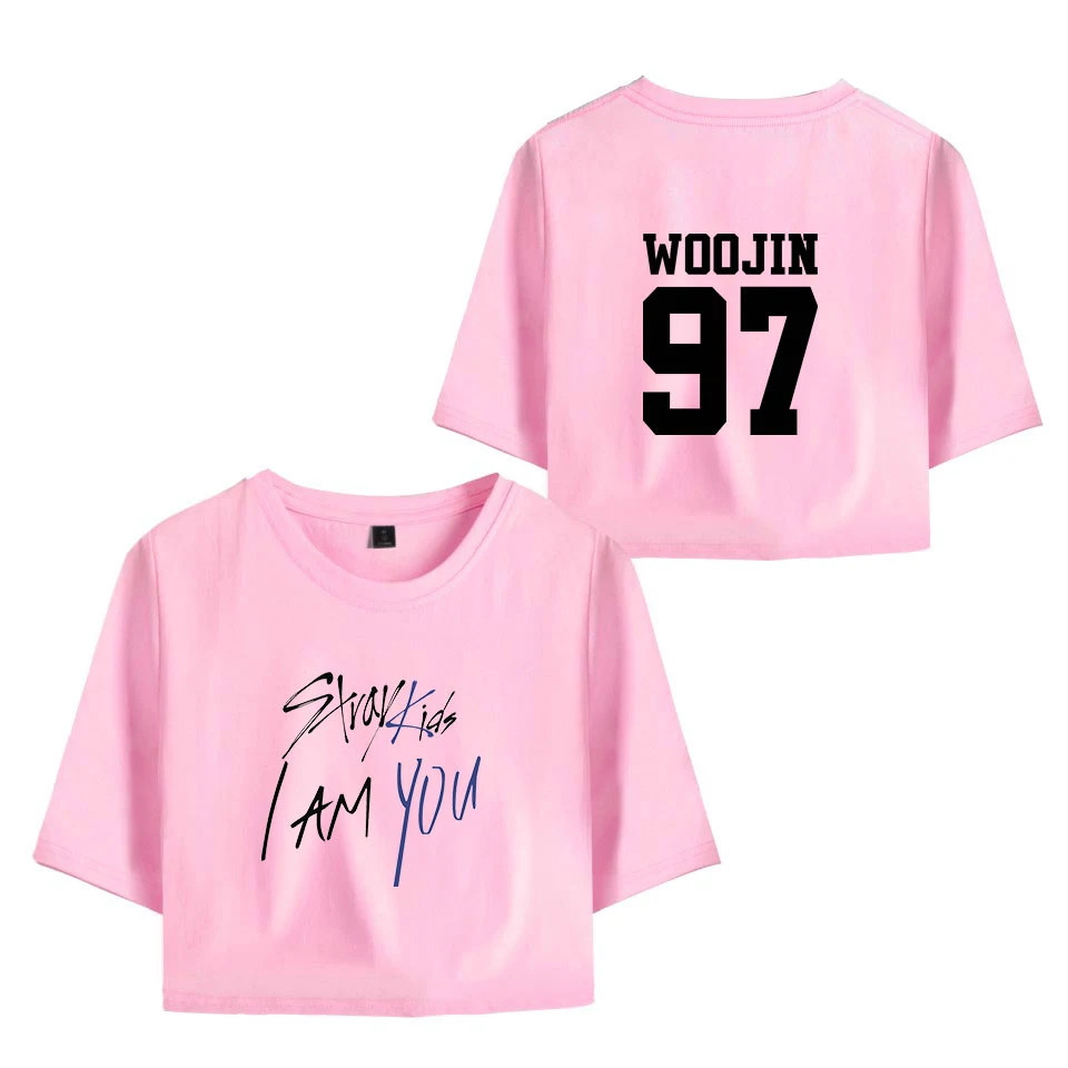 KELUOXIN Kpop StrayKids футболка с коротким рукавом I am YOU Album Crop Tops Женская Хип-хоп сексуальная открытая детская футболка с пупком