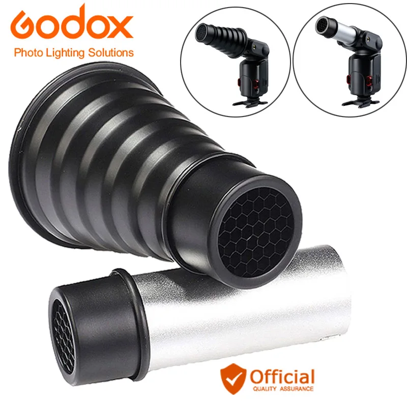 

Godox AD-S9 Photography Accessories Aluminum alloy Snoot with Honeycomb Grid for Godox WITSTRO Speedlite Flash AD180 AD360 AD200