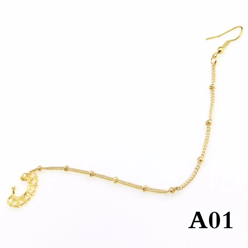 1 шт панк кольца в носу и шпильки цепи поддельные перегородки пирсинг