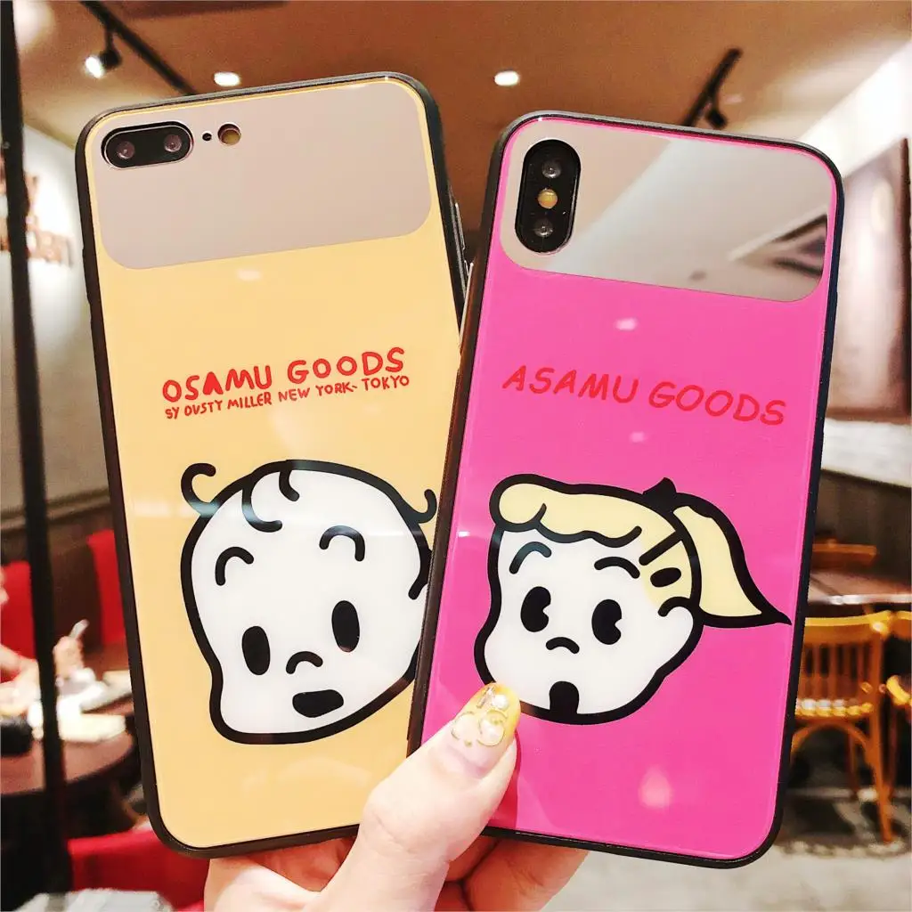 Карамельный цвет Пары Дети чехол для телефона iphone х 6 S 7 8 Plus Чехлы Стекло сзади TPU +