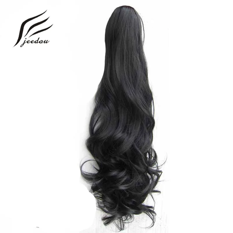 

jeedou Drawstring Claw Ponytail Natural Black Wavy Synthetic Hair Extension Women's Undone and Messy Hairpieces