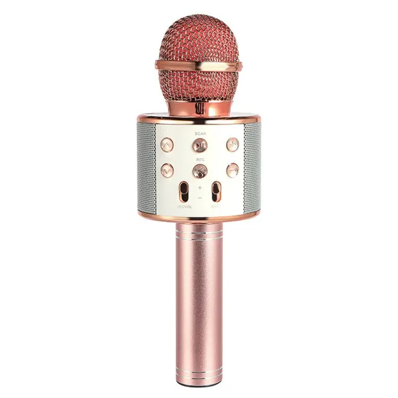 Беспроводной портативный bluetooth-микрофон для караоке Поющая машина - Цвет: rose gold