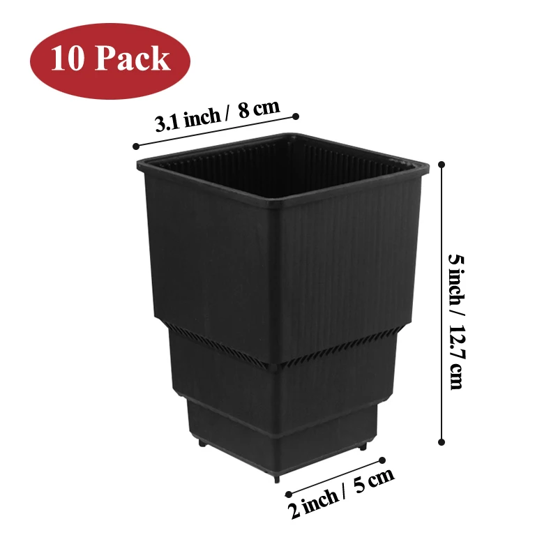 10Pcs 3 inch High B Meshpot 2 3 4 дюйма квадратный пластиковый кашпо для суккулентов горшки с лотком набор, Детский горшок кактус горшок для садового растения горшок - Цвет: 10Pcs 3 inch High B