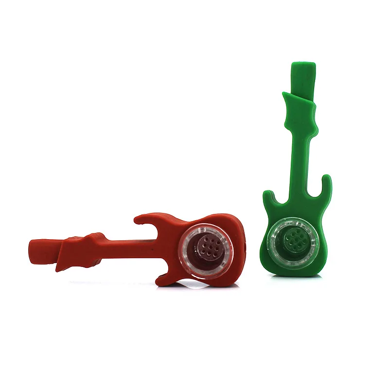 6 шт/лот гитара силикон FDA курительная труба со стеклянной чашей табачная трав