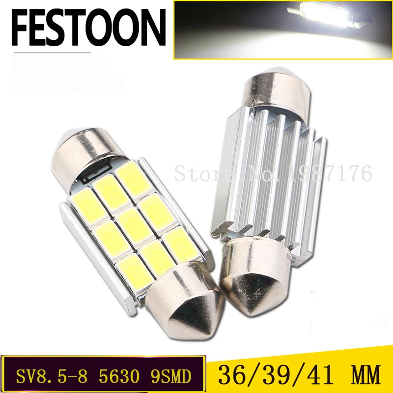 1 шт. гирлянда 36/39/41 мм 5630 5730 светодиод 9 SMD белая Автомобильная фонарь 6418 C5W 12 В