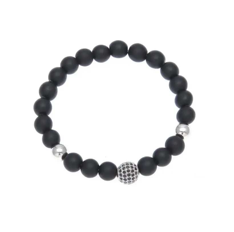 2018 new arrive boy girl men women jewelry black round bead with gold color matal cz ball diy hand made bracelet | Украшения и
