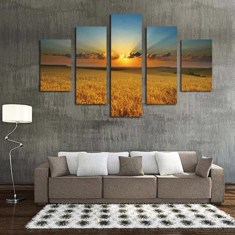 5 шт. картины на холсте с изображением золотого пшеничного поля|5 piece canvas art|canvas artwall