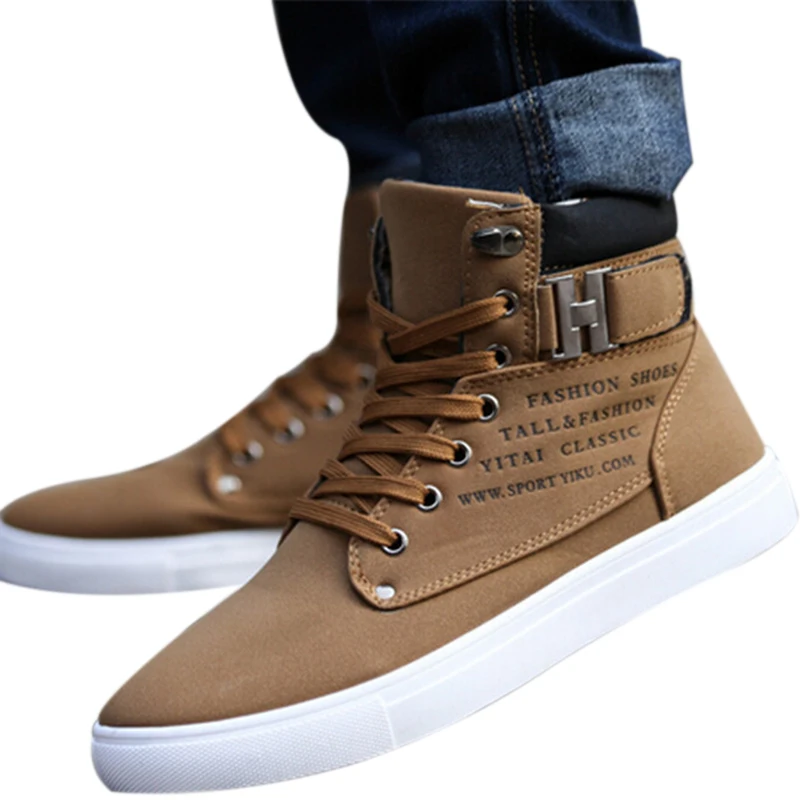 

New Brand Flat Heel Men's Shoes Autumn Winter Ankle Flat Male Casual Shoes British Style Men Canvas Shoes Plus Size 37-46