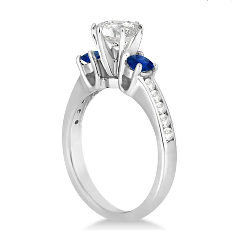 

HUITAN Exquisitely Wedding Ring For Women With Blue&White Clear Dazzling Cubic Zircon Stone Wholesale Lots&Bulk With Size 6-10