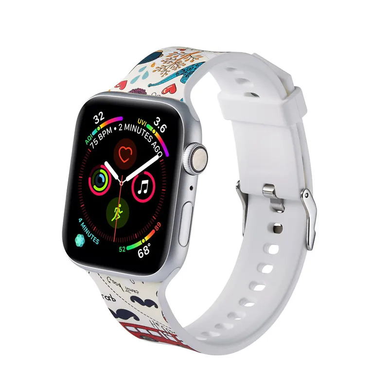 Дизайнерский силиконовый ремешок для наручных часов для Apple Watch серии 5/4 40 мм 44 мм спортивный браслет для iWatch 3 2 1 42 мм 38 мм