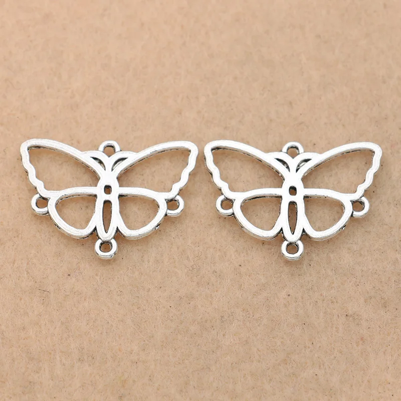 10 шт. Тибетский посеребренный соединитель-бабочка для изготовления ювелирных