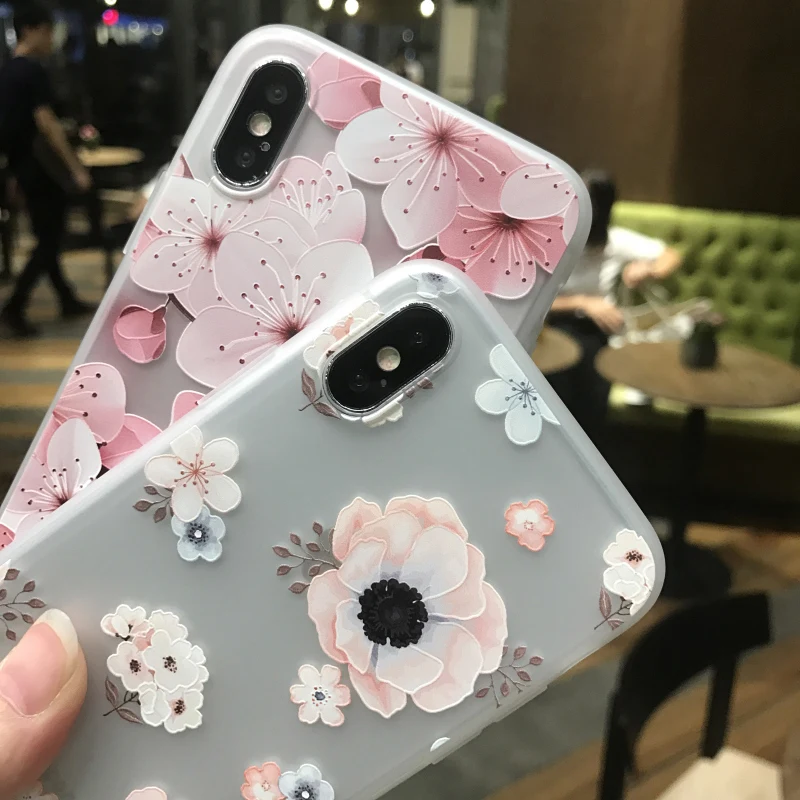 3D рельеф цветок Роскошные Чехлы для iPhone 6/6 S 7 Plus ТПУ Силиконовая Резина мягкий