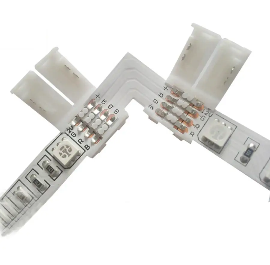 

30pcs 4 pin LED Connector L Shape For connecting corner right angle 10mm 5050 LED Strip Light RGB Color