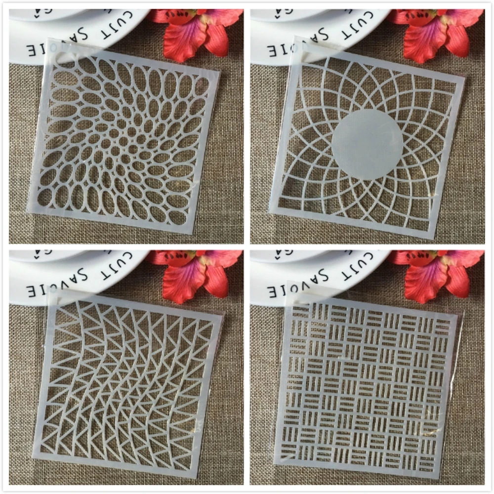 4 шт./компл. 5 &quotквадратный Цветок Овальный Круглый DIY трафареты для многослойной