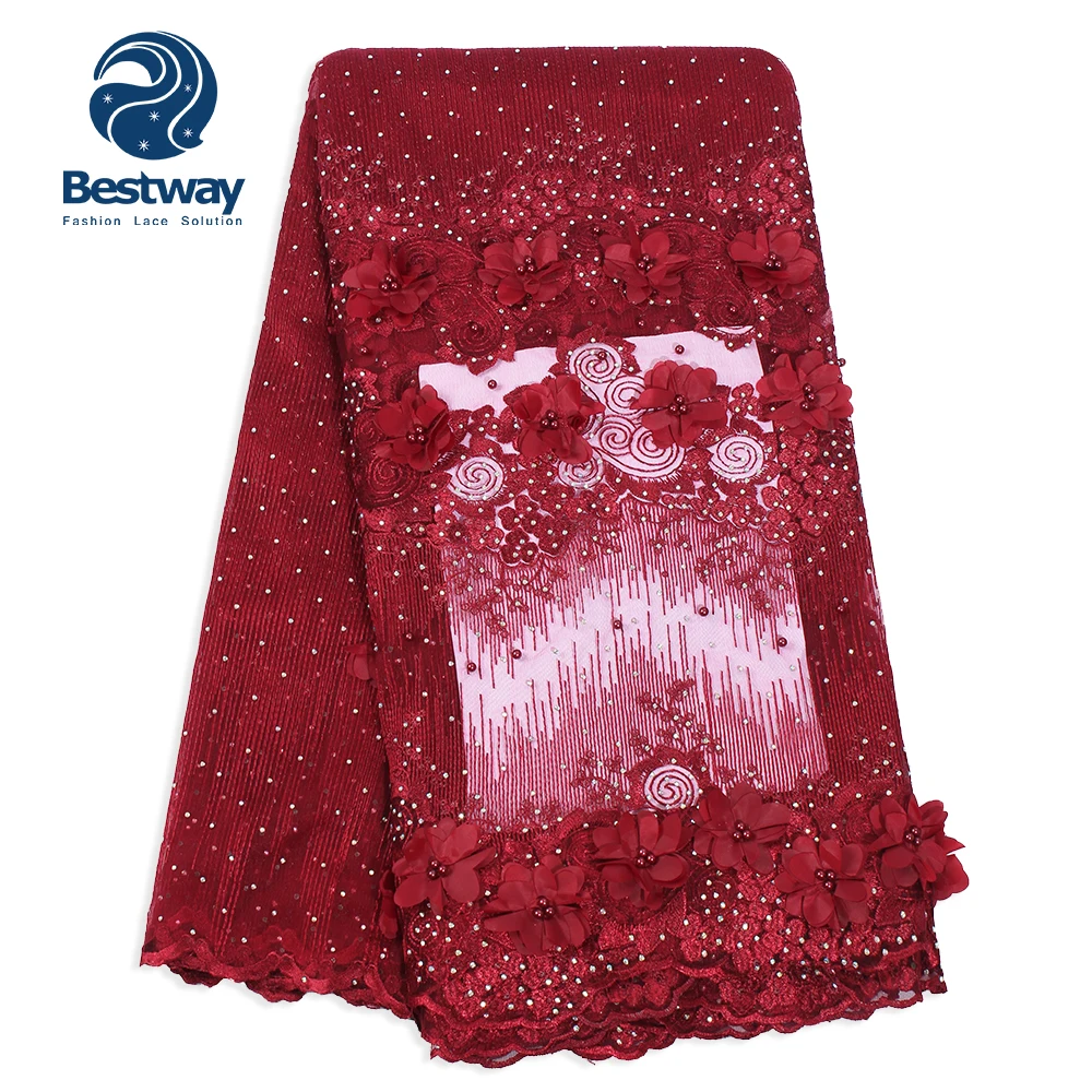 Bestway Тюль кружевная ткань французские кружева вышитые бусины Стразы африканские