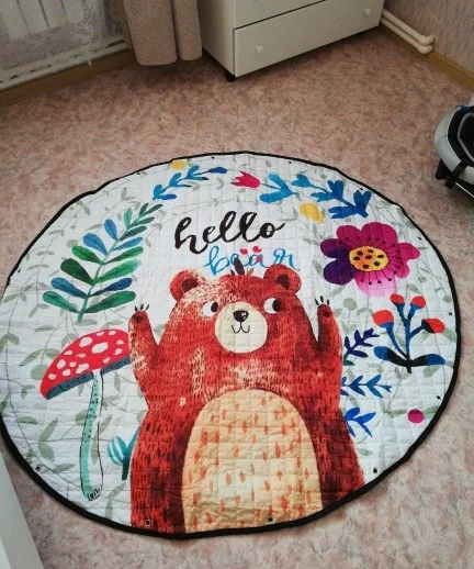 bear Милые животные, единорог, Лев, медведь, узор, детские игровые коврики для ползания, коврики, одеяло, ковры, как сумка для хранения, детские игрушки, мешочек для мелочей - Цвет: bear