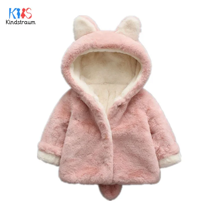

Kindstraum 2018 Children Fuzzy Rabbit Style Coats Winter Girls Solid Thick Plush Clothes Hooded Wear for Baby,RC1710