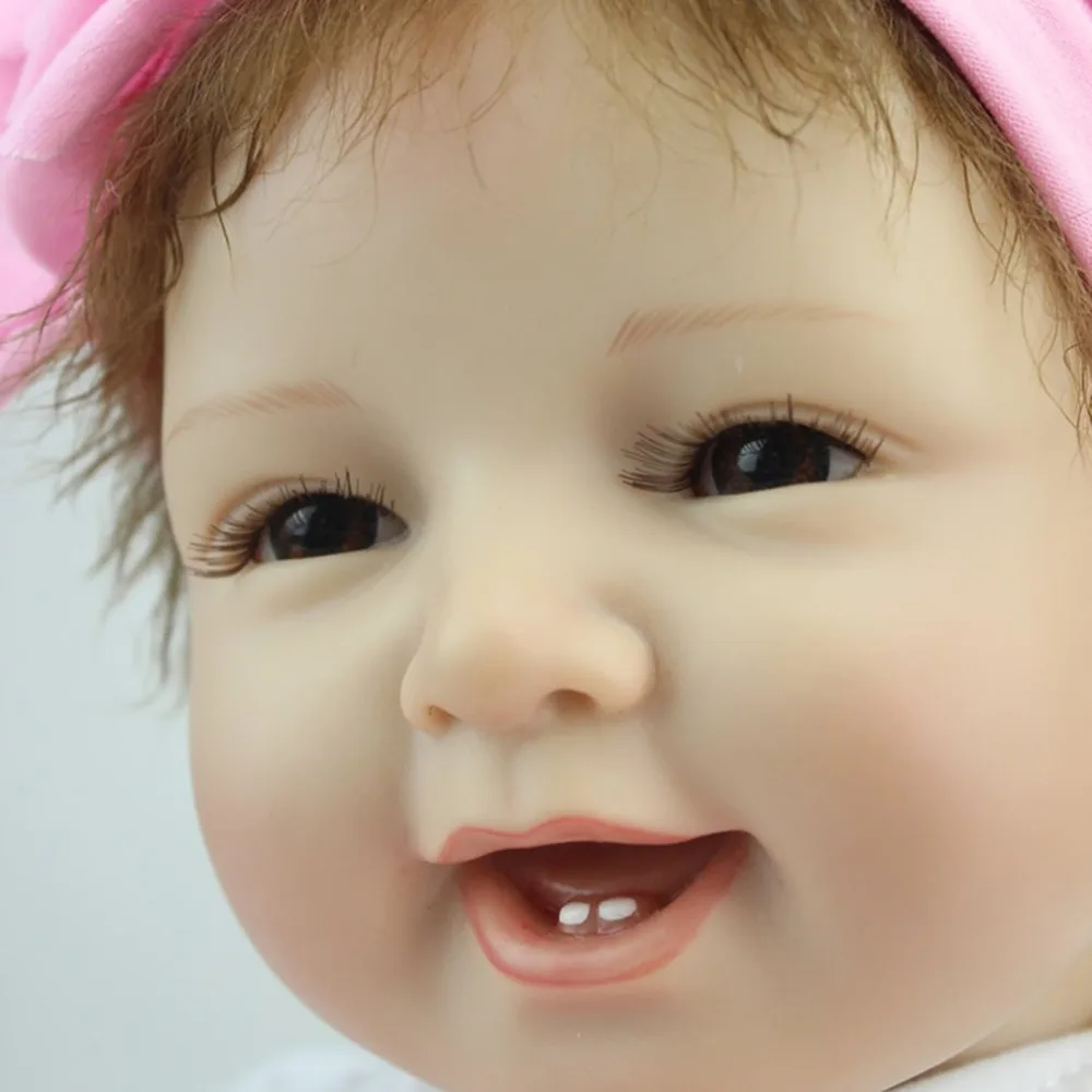 NPK 55 см улыбающееся лицо Bebe Кукла реборн реалистичные мягкие силиконовые куклы реборн детские игрушки для девочек подарок на день рождения модные детские куклы