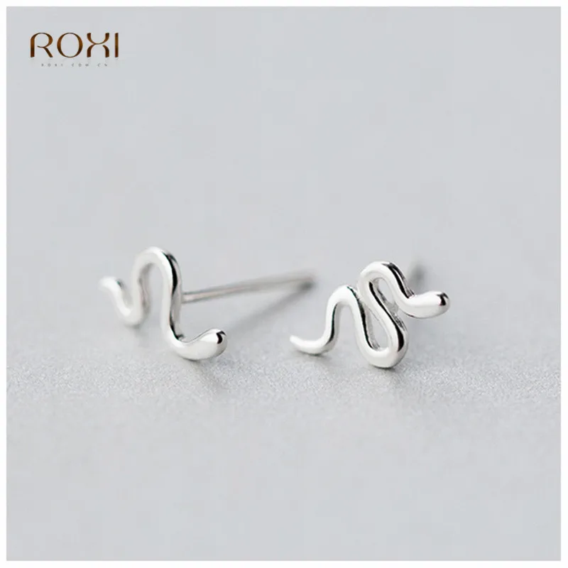 ROXI антиаллергенные серьги-гвоздики в виде змеи для женщин 925 пробы Серебряные Серьги очаровательные маленькие серьги в виде животных пирсинг