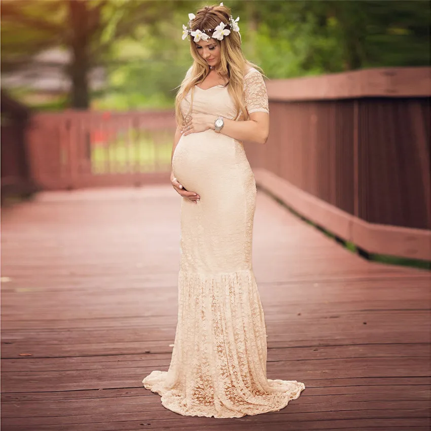 2019 Women Pregnants Sexy Photography Props Off Shoulders Lace Long Maternity Dresses for Photo Shoot Pregnancy Clothes | Мать и ребенок