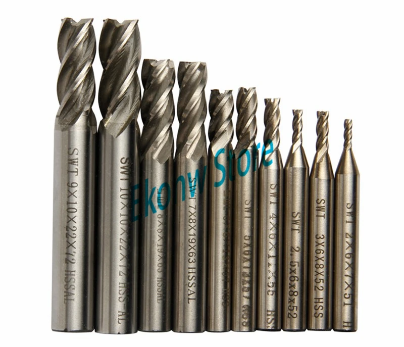 Твердосплавная Концевая фреза инструменты с ЧПУ HSS диаметр 2 10 мм шт./компл. 4