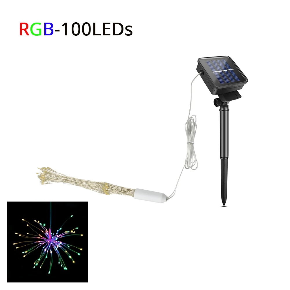 RGB-100LEDs Светодиодов Строка Фея ФЕЙЕРВЕРК ОГНИ складной солнечный Перезаряжаемые открытый сад лампы Водонепроницаемый Рождество Солнечный свет украшения - Испускаемый цвет: RGB-100LEDs