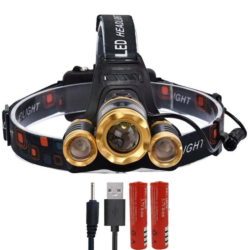 Красный Litwod Z20 высокомощный 5 светодиодный налобный фонарь 12000lm cree xml t6 светодиодный налобный фонарь 18650 перезаряжаемый фонарик Фонарь - Испускаемый цвет: Красный