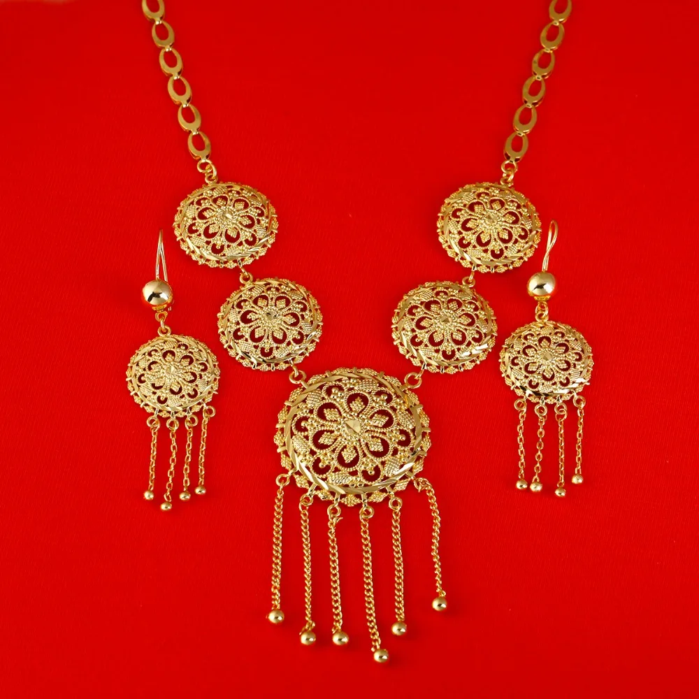 Комплект из колье и серёг под золото 22 к | Украшения аксессуары