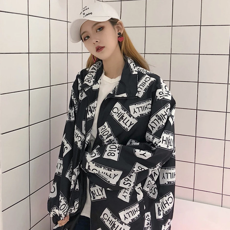 Повседневная рубашка женская Свободная блузка с длинным рукавом Ulzzang Harajuku