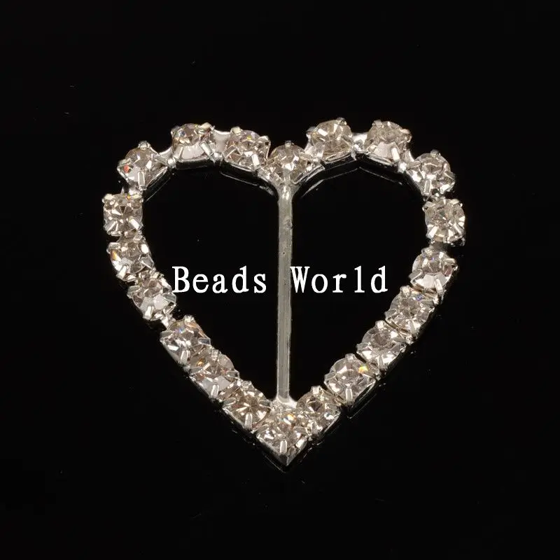 5 шт. пряжки ремня крепеж Стразы в форме сердца для ленты с ползунком DIY