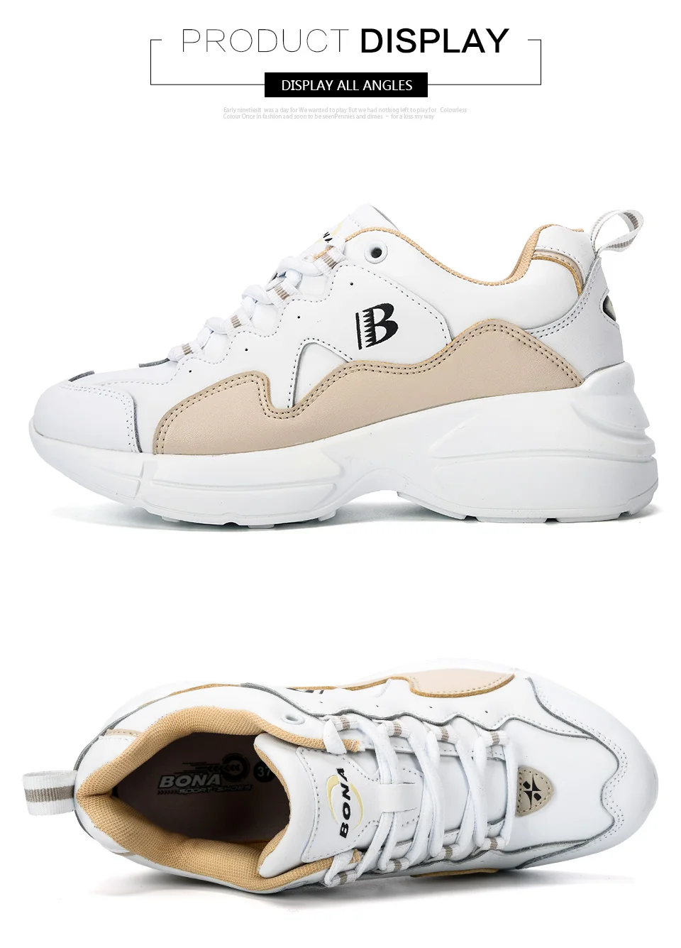 BONA New Fashion Style Platform Sneakers Ladies Brand Chunky Causal Shoes Woman Leather Leisure Shoes Chaussure Femme Comfy