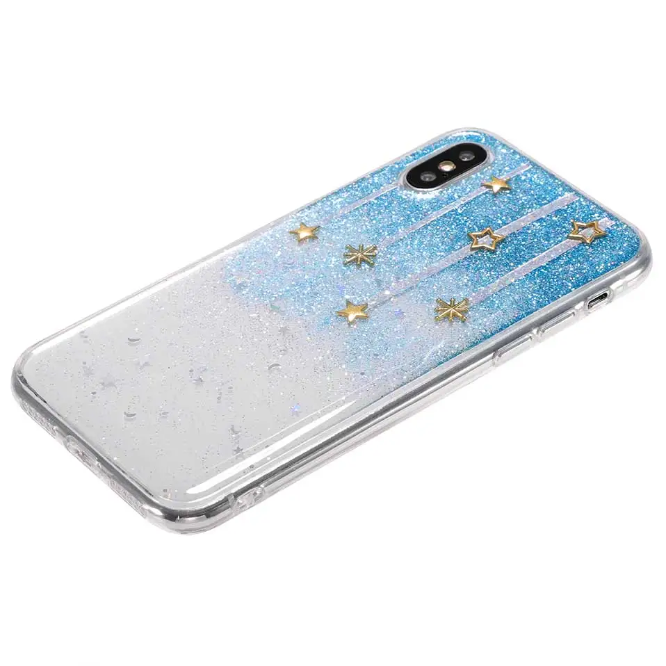 Чехол для iPhone X 7 8 6 Star glitter прозрачная задняя случаи 6s Plus Капа принципиально