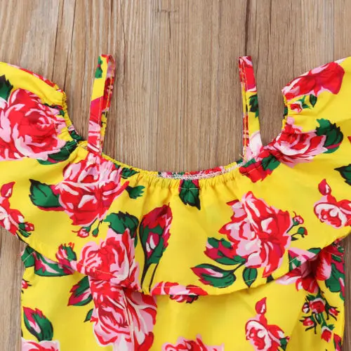 Модный комплект одежды для маленьких девочек: топ с цветочным принтом и брюки От 1