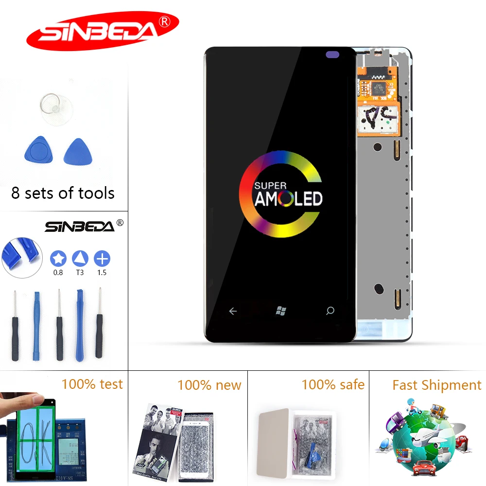 ЖК дисплей Sinbeda AMOLED для Nokia Lumia 800 сменный сенсорный экран 3 7 дюйма с дигитайзером в