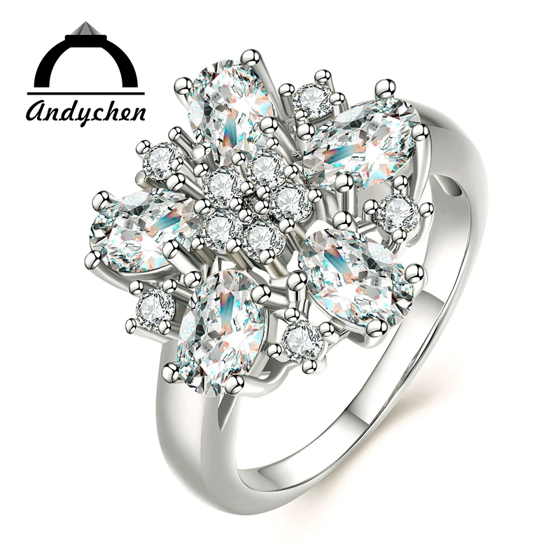 AndyChen очарование белого золота Цвет Обручение кольца для Для женщин свадебные