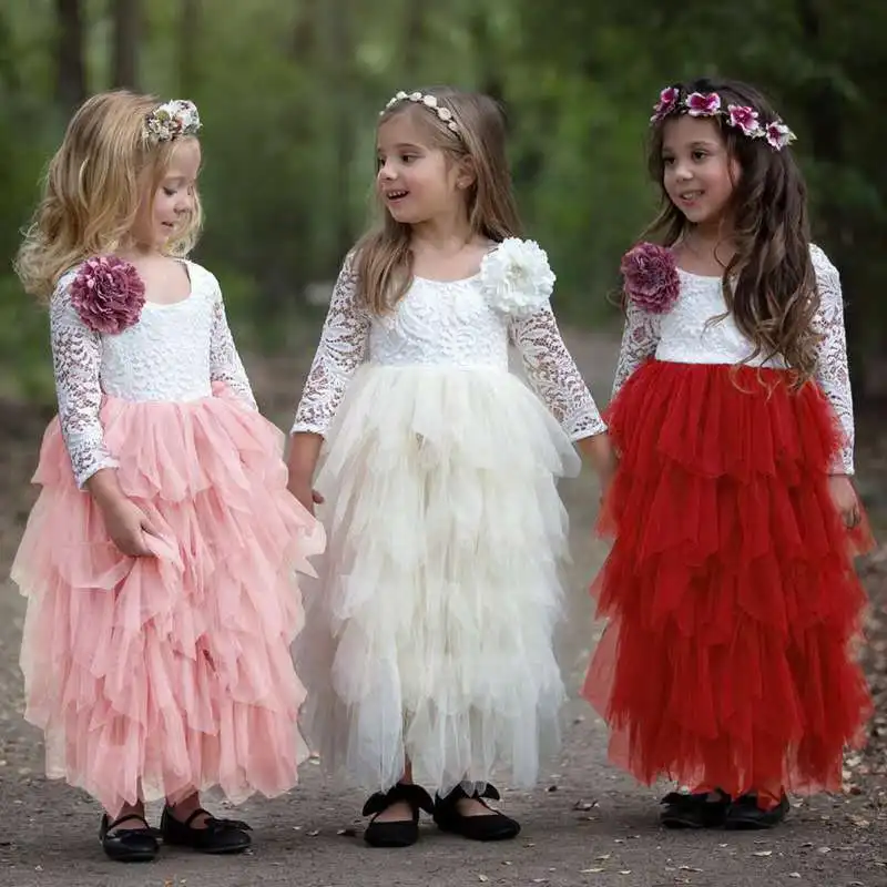 

Mr Qing narration Spring summer autumn melting children's outfit girl is long sleeve bud silk princess flower loose formal attir