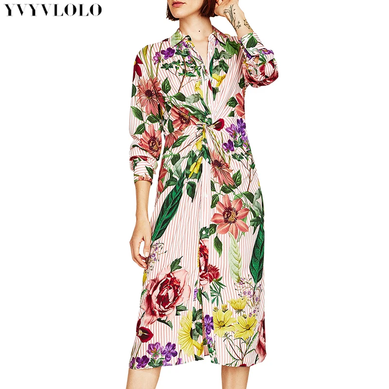 Цветочный принт кимоно платье 2017 Женская обувь в европейском стиле с v образным